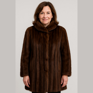 Heinemann Vintage 60s 70s Brown Mink Fur Custom Made Long Elegant Retro Coat M/L